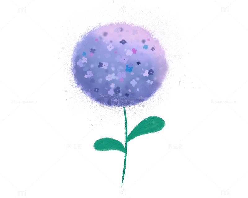 紫色烂漫手绘绣球花素材