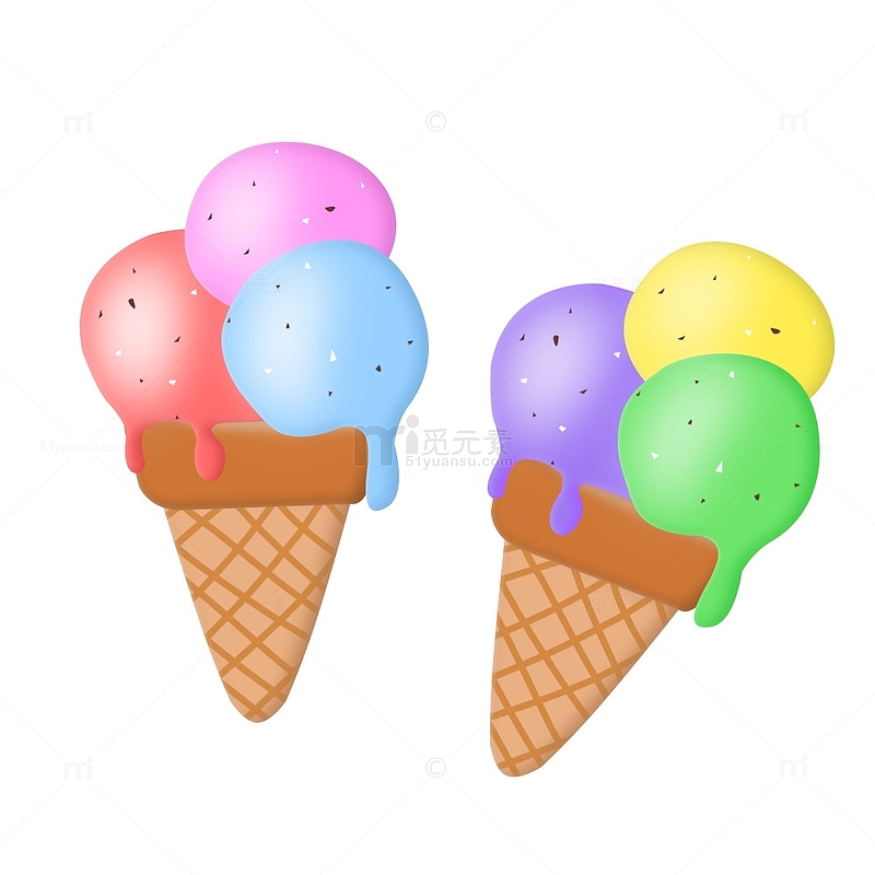 大暑冰淇淋可爱卡通手绘夏天雪糕