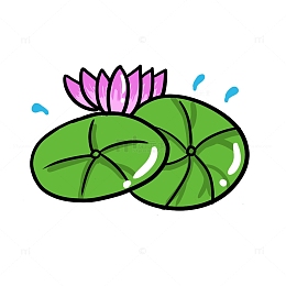 卡通荷花莲花荷叶夏天手绘图