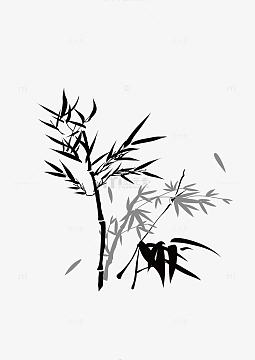 中国风水墨竹叶手绘图