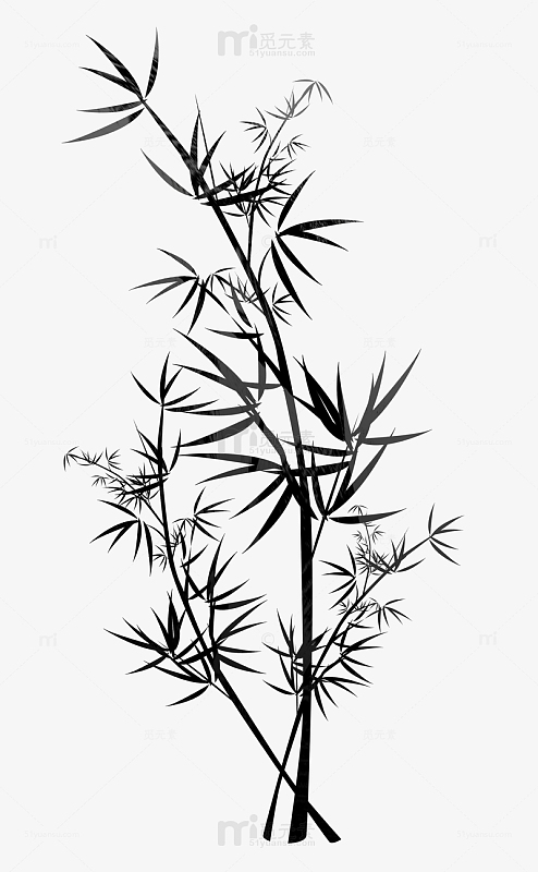 黑色水墨风柱子手绘元素图