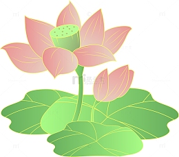 夏日扁平风荷花元素