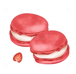 粉色清新马卡龙蛋糕甜点手绘