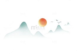 中国风山川水墨画