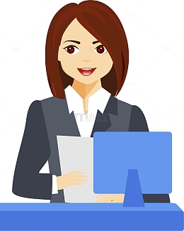 商务卡通小人工作电脑