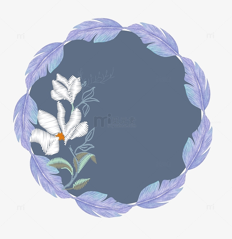 蓝色小清新花朵标题框