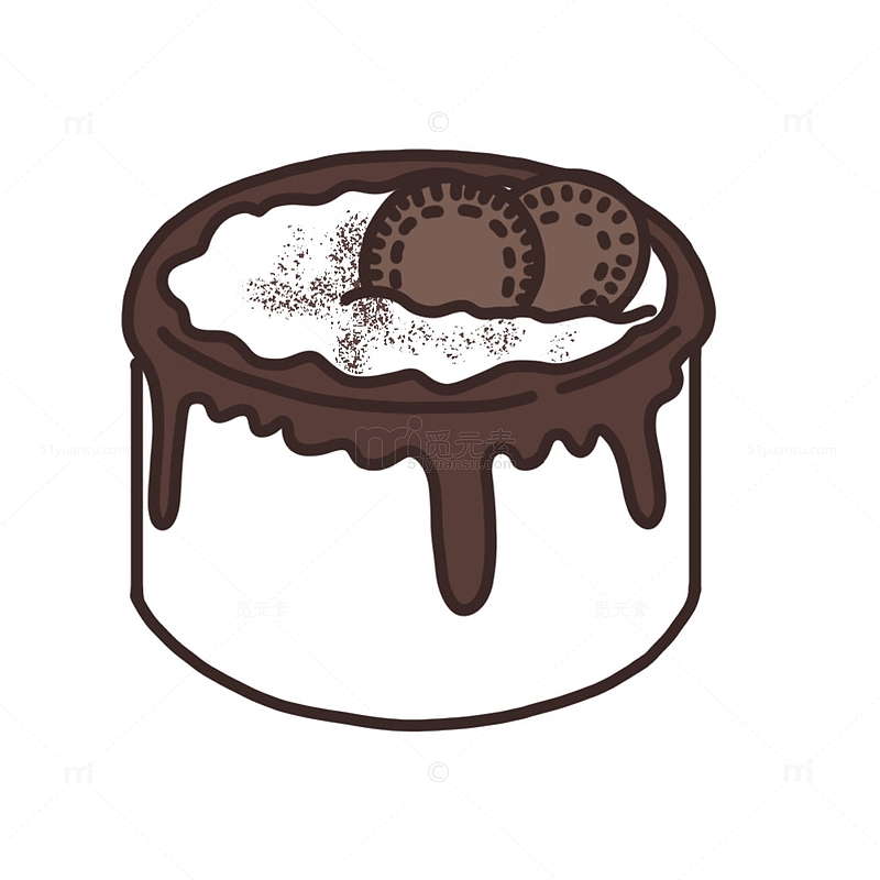 黑巧克力饼干蛋糕手绘