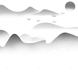 中国古风水墨画山水风景祥云