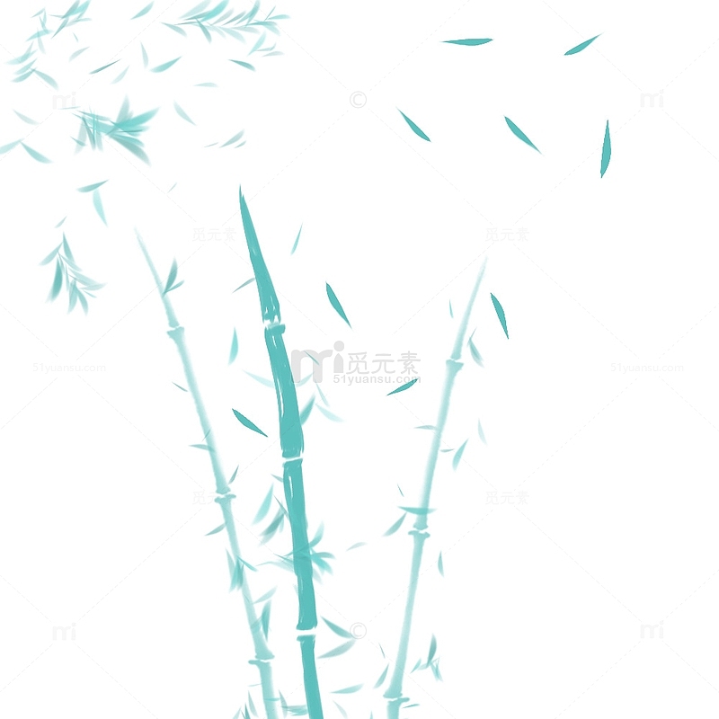 水墨竹子竹叶手绘中国风水墨画元素