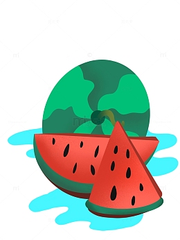 绿色大暑解渴大西瓜扁平肌理元素