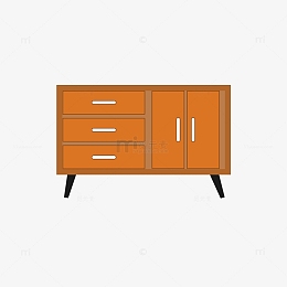 橘黄色卡通简约家居柜子元素