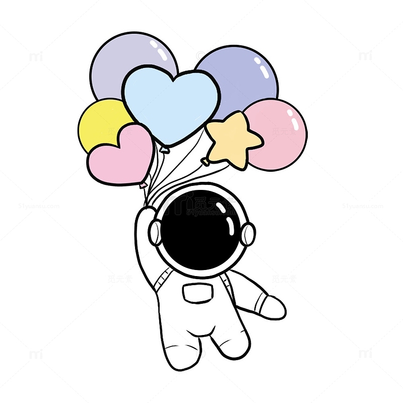 可爱宇航员拿气球手绘