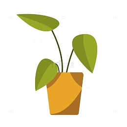 绿色卡通室内花卉盆栽元素