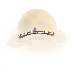黄色国潮风七夕牛郎织女相遇图