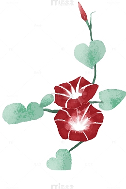 中国风水墨红色牵牛花