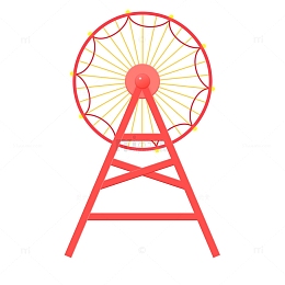 红色摩天轮卡通插画海报banner素材