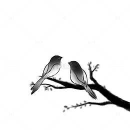 水墨画鸟儿元素