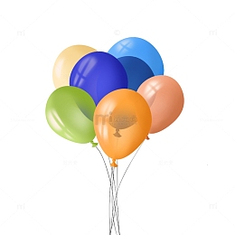 七彩节日氛围气球手绘图