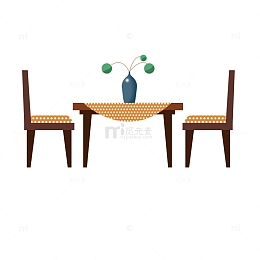 咖啡色卡通简约餐桌家具