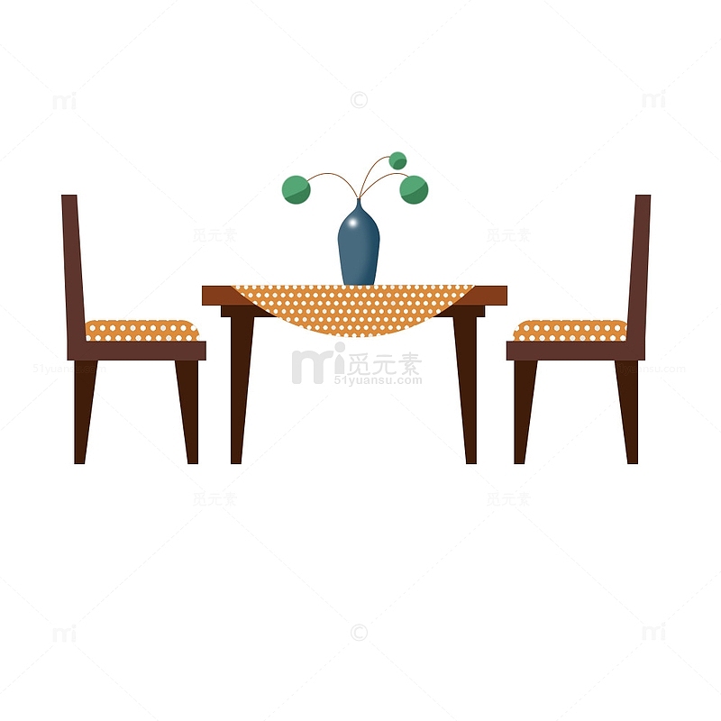咖啡色卡通简约餐桌家具