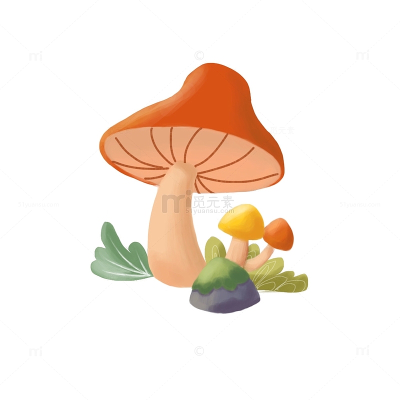 红色卡通可爱蘑菇菌菇手绘小图标