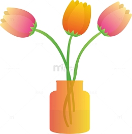 弥散渐变插画花瓶郁金香花朵