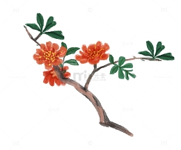 水墨风石榴花古风手绘素材