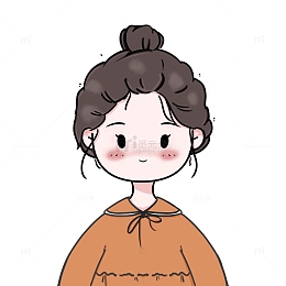 橙色丸子头可爱小女孩半身像手绘图