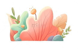 小清新花朵草丛绿植物装饰手绘大暑噪点插画