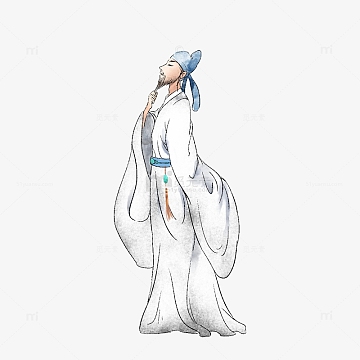 水墨诗人李白古人汉服中国风古装人物素材