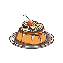 复古风布丁甜点插画元素