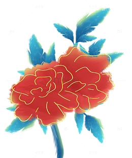 水墨中国风国潮风牡丹花手绘图