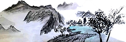 水墨国画江山遥览图
