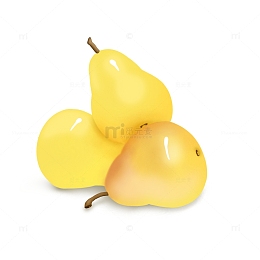 黄颜色梨子水果手绘贴纸手账装饰元素