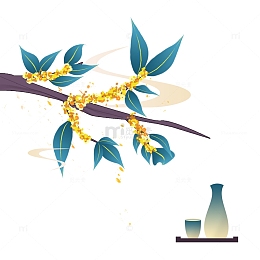 中国风中秋节桂花白酒赏花手绘元素