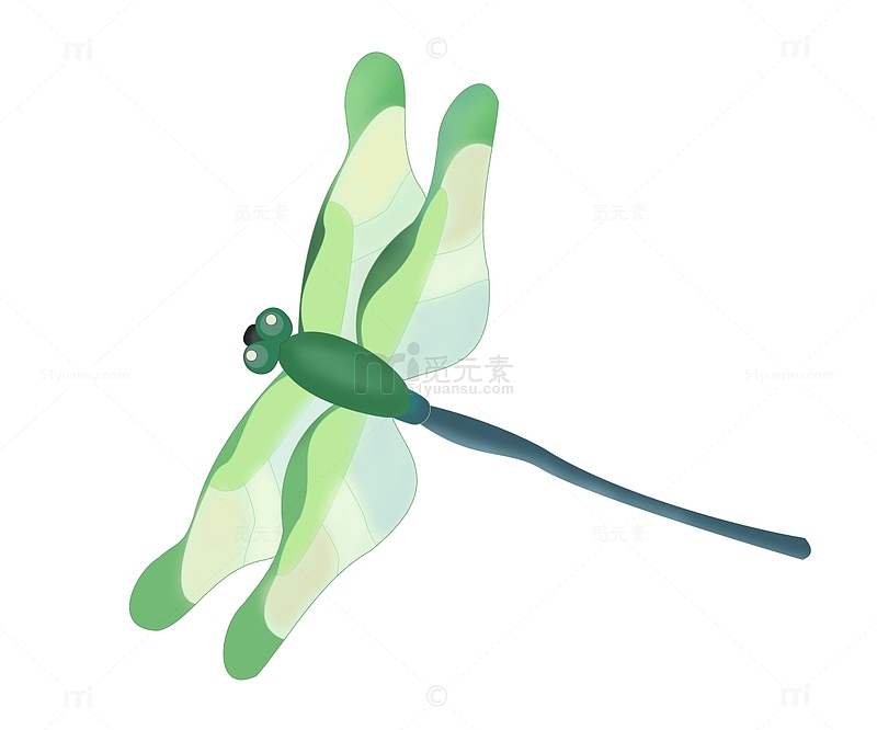 绿色夏季大暑蜻蜓昆虫卡通素材