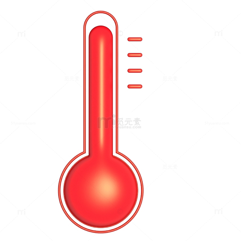 夏天立体3D温度计高温天气炎热图标