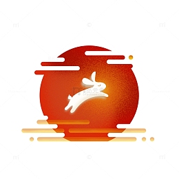 肌理风中秋月与兔手绘元素
