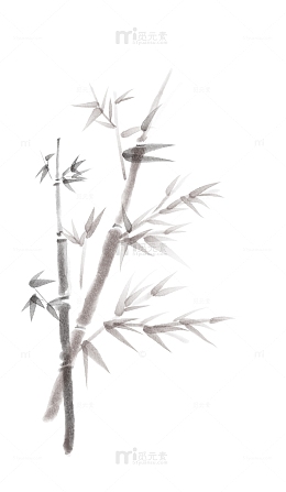 水墨墨竹植物元素