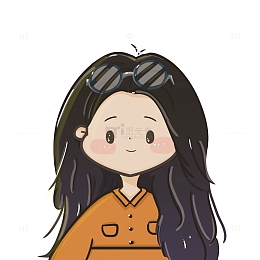 橙色裙子长发女孩眼镜手绘头像