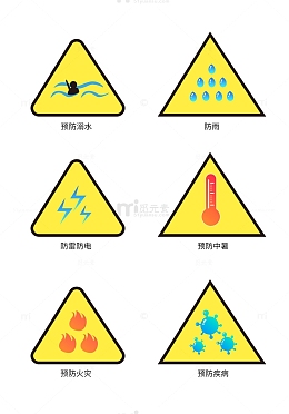 简约暑假日常生活安全图标标志元素