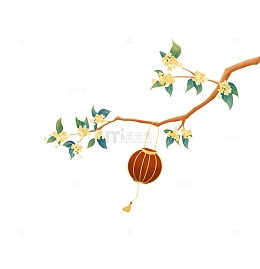 金色中式中秋桂花灯笼喜庆节日元素