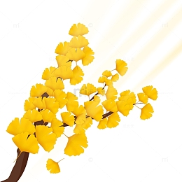 黄色立秋秋季银杏树手绘植物元素