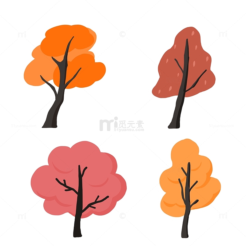 立秋彩色扁平树元素