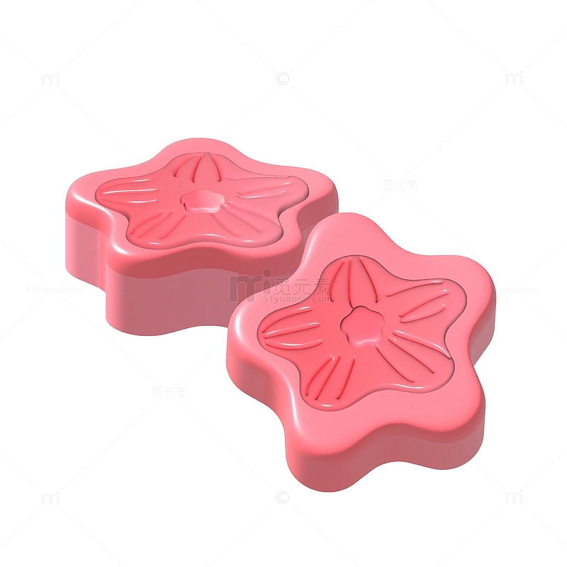 中秋节3D粉色冰皮月饼甜品