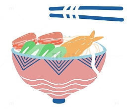 手绘一碗面卡通扁平装饰图形