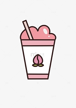 简笔粉色桃子味果茶奶茶元素