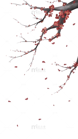 红黑色水墨风梅花图