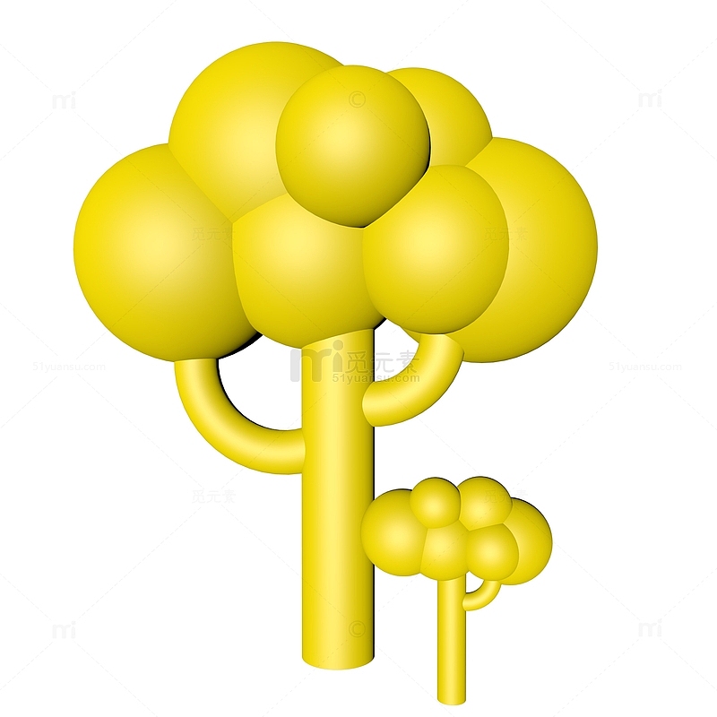 黄色C4D立秋3D立体秋天树木