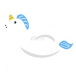 夏日白色独角兽游泳圈简约卡通元素